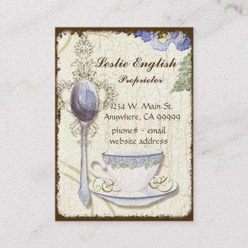 Custom Tea Coffee Shoppe Elegant Business Cards