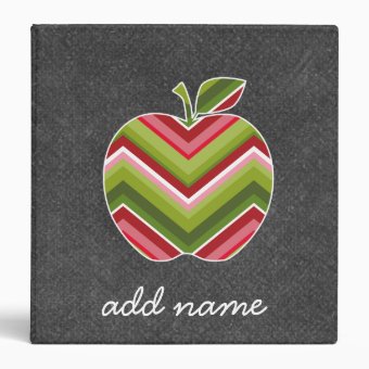 Custom Teacher Apple - Red Green Chevron Pattern Binder | Zazzle