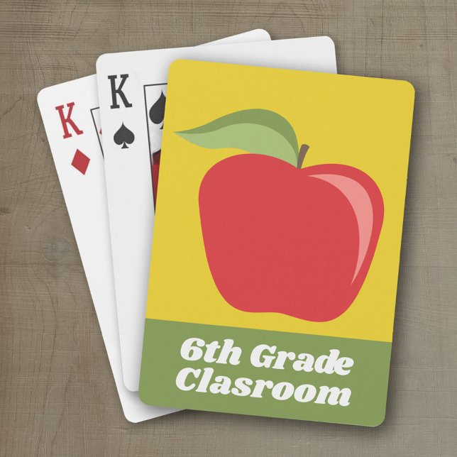 Custom Teacher Apple with Modern Apple Poker Cards (Personalized classroom playing cards)