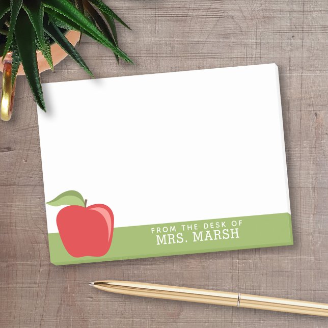 Custom Teacher Apple with Modern Apple Post-it Notes (Custom Teacher Post-it Notes)