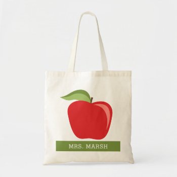 Custom Teacher Apple With Modern Apple Tote Bag by ForTeachersOnly at Zazzle