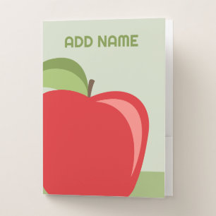 Custom Teacher Apple with name - modern design Pocket Folder