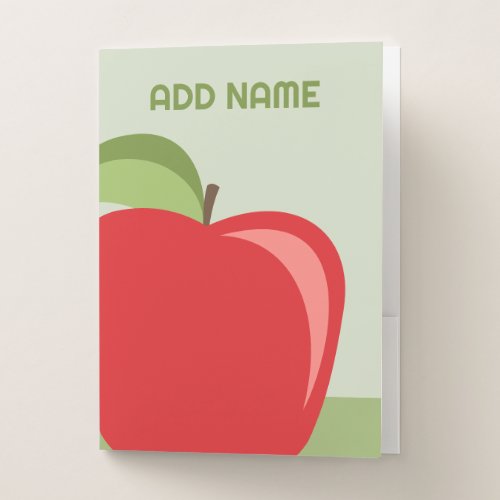 Custom Teacher Apple with name - modern design Pocket Folder