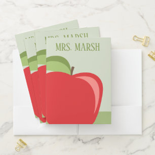 Custom Teacher Apple with name - modern design Pocket Folder