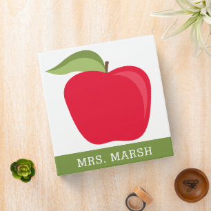 Custom Teacher Apple with Trendy Chevron Pattern B 3 Ring Binder