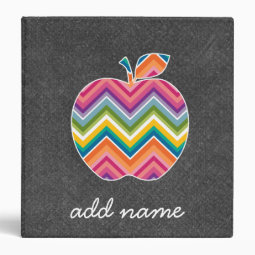 Custom Teacher Apple with Trendy Chevron Pattern Binder | Zazzle