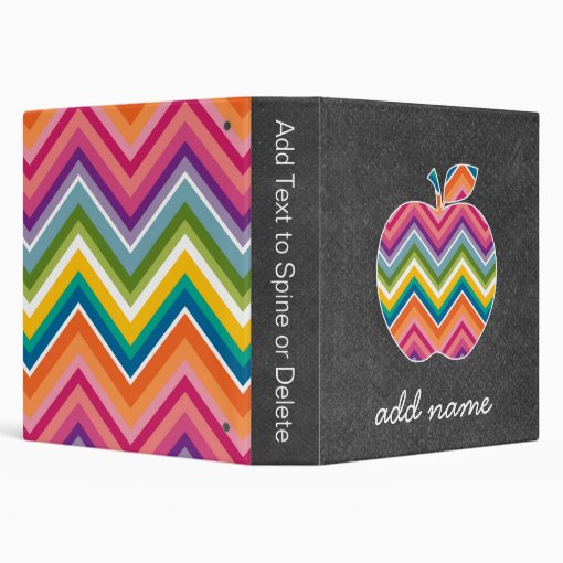 Custom Teacher Apple with Trendy Chevron Pattern Binder | Zazzle