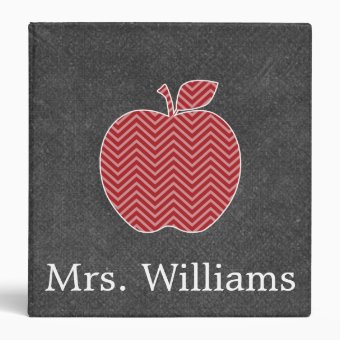 Custom Teacher Apple with Trendy Chevron Pattern Binder | Zazzle
