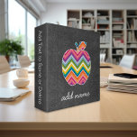 Custom Teacher Apple with Trendy Chevron Pattern Binder<br><div class="desc">A trendy design with a chevrons pattern and funky blackboard background. You can add your name or monograms.</div>