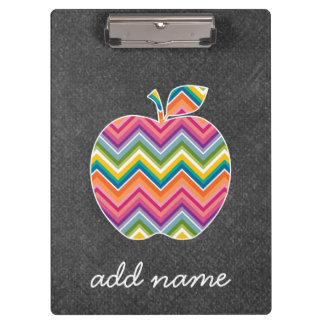 Custom Teacher Apple with Trendy Chevron Pattern Clipboard