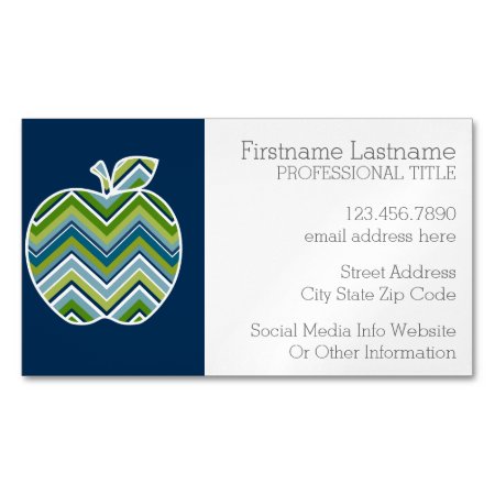 Custom Teacher Apple With Trendy Chevron Pattern Magnetic Business Car