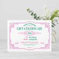 Custom Teacher Appreciation Gift Certificate