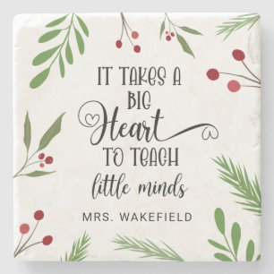 Custom Teacher Appreciation Gift Christmas Stone Coaster