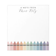 Custom Teacher Appreciation Rainbow Crayon Notepad