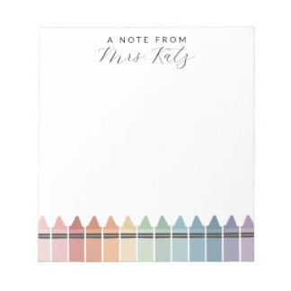 Custom Teacher Appreciation Rainbow Crayon Notepad