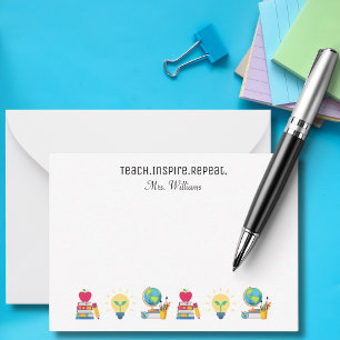 Custom Teacher Appreciation -Teach Inspire Repeat  Note Card