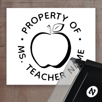 Custom Teacher Classroom Monogram Modern Apple Self-inking Stamp by ForTeachersOnly at Zazzle