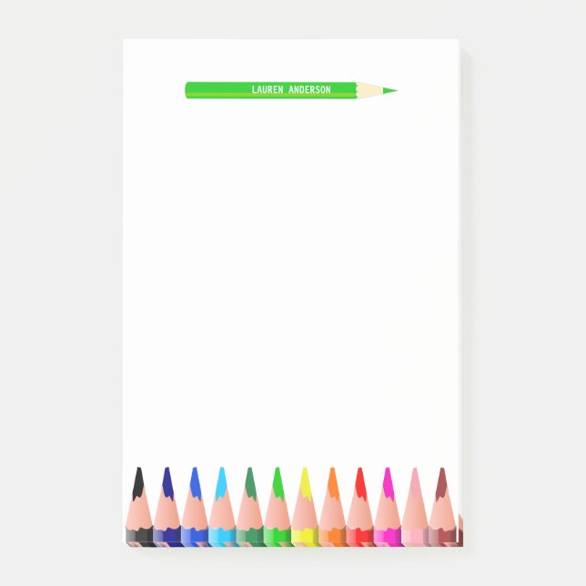 Custom Teacher Color Pencils Post-it Notes (Front)