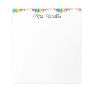 Custom Teacher Colored Pencils, Cute Rainbow Notepad