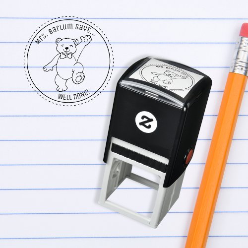 Custom Teacher Compliment Bear Themed  Self_inking Stamp
