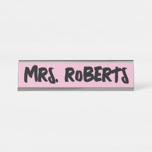 Custom Teacher Desk Name Plate pink