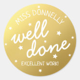 Gold Star Stickers Well Done Personalised Thank You Reward Fast Delivery