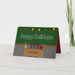 Custom Teacher Holiday w/Lights Card