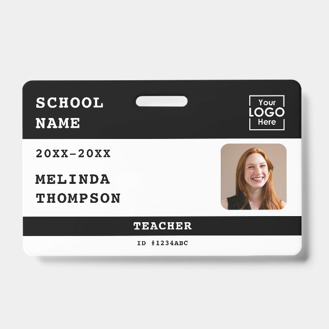 Custom Teacher ID Card School Name Photo Template Badge (Front)