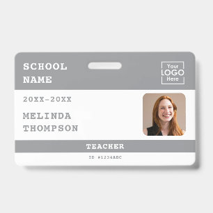 Custom Teacher ID Card School Name Photo Template Badge