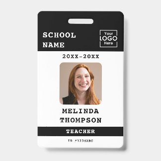 Custom Teacher ID Card School Template Name Photo Badge