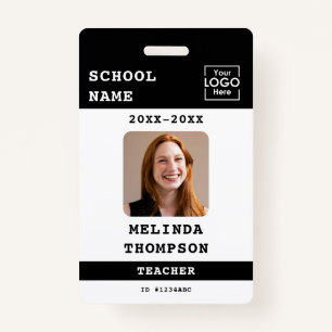 Custom Teacher ID Card School Template Name Photo Badge