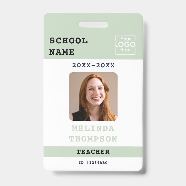 Custom Teacher ID Card School Template Name Photo Badge (Front)