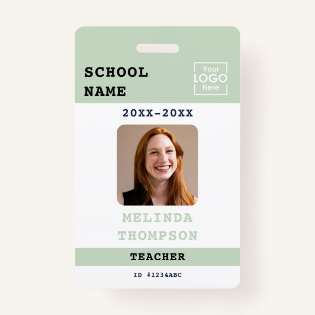 Custom Teacher ID Card School Template Name Photo Badge (Front)
