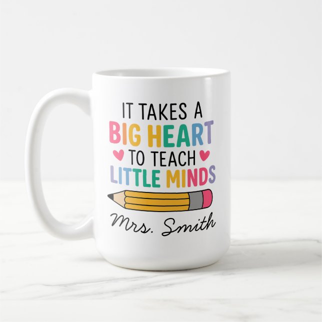 Custom Teacher mug, Personalized Teacher name Coffee Mug (Left)