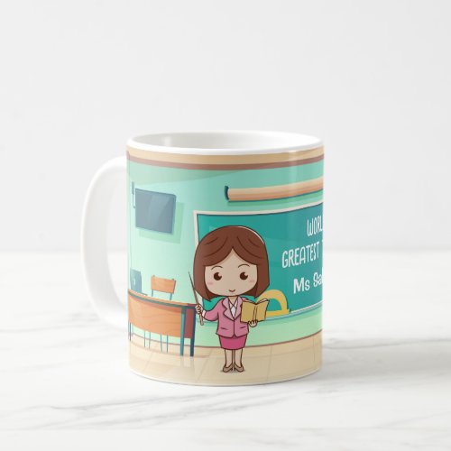 Custom Teacher Mugs _ Female Classroom Short Hair 