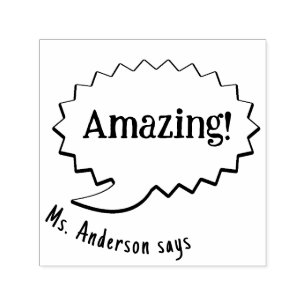 Custom Teacher Name Amazing Speech Comic Bubble Self-inking Stamp