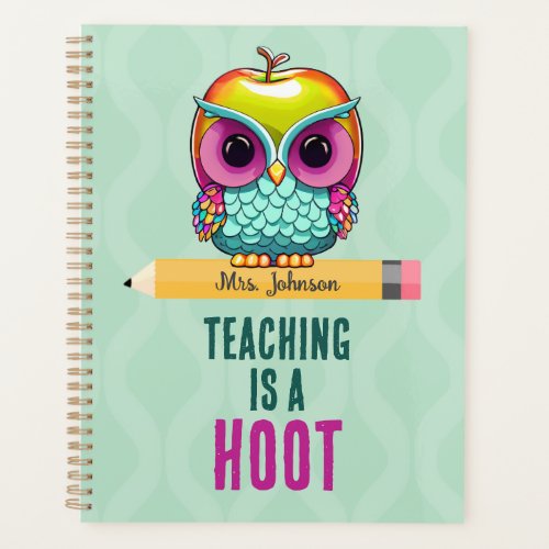 Custom Teacher Name Apple Owl Planner for School