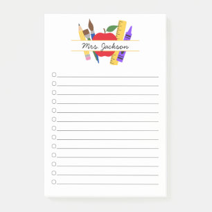 Custom Teacher Name Back to School Post-it Notes
