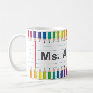 Custom Teacher Name Colorful Pencils Mug