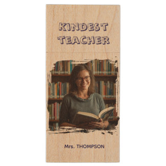 Custom Teacher Name gift Wood Flash Drive