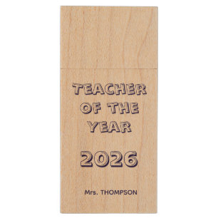 Custom Teacher Name gift Wood Flash Drive
