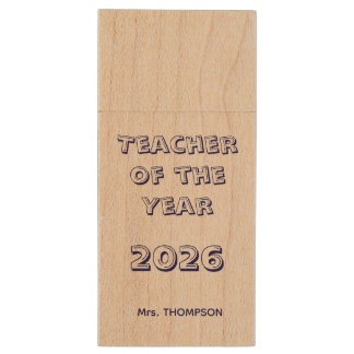 Custom Teacher Name gift Wood Flash Drive