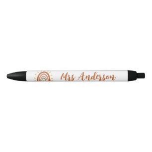 Custom Teacher Name Grade Boho Rainbow Sun Pen
