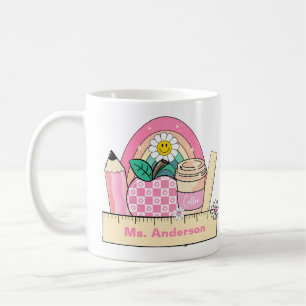 Custom Teacher Name Rainbow Apple Coffee Mug