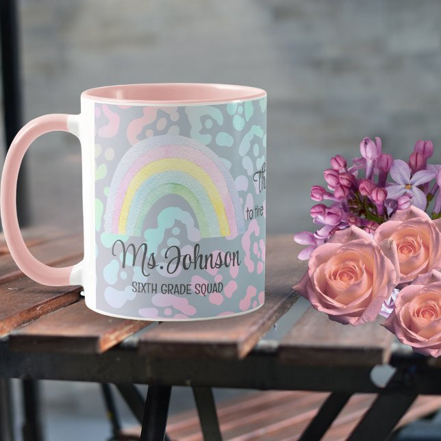 Custom Teacher Name Rainbow Personalized Coffee Mug (Creator Uploaded)