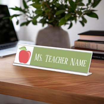 Custom Teacher Name With Modern Apple Desk Name Plate by ForTeachersOnly at Zazzle