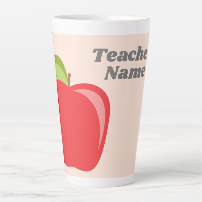 Custom Teacher Name with Modern Apple Latte Mug (Front)