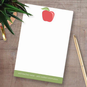 Custom Teacher Name With Modern Apple Post-it Notes by ForTeachersOnly at Zazzle