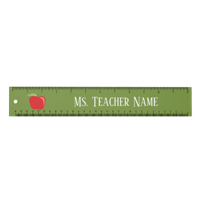 Custom Teacher Name with Modern Apple Ruler (Front)