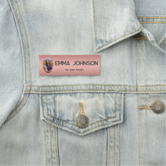 Custom Teacher Name with Photo – Rose Gold  Name Tag
